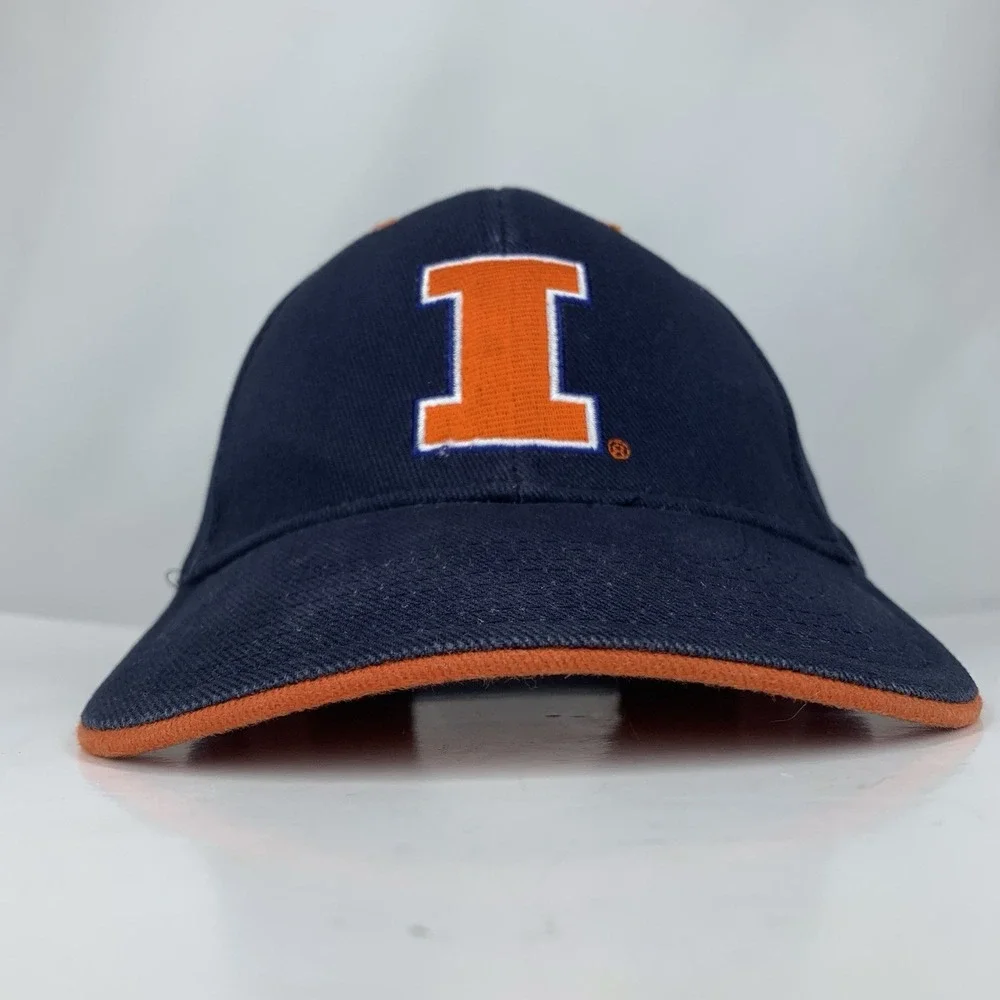 Illinois Fighting Illini Hat Blue Signatures Adjustable OSFM Baseball Cap